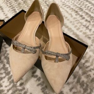 J Crew Sloane Suede D’Orsay Flats w/ mini bow